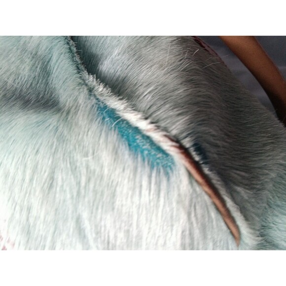 Vintage Dooney & Bourke Large Triangle Satchel Italian Leather Calf hair Bag - Picture 8 of 16